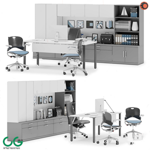 Modern desk desk chair 3d model